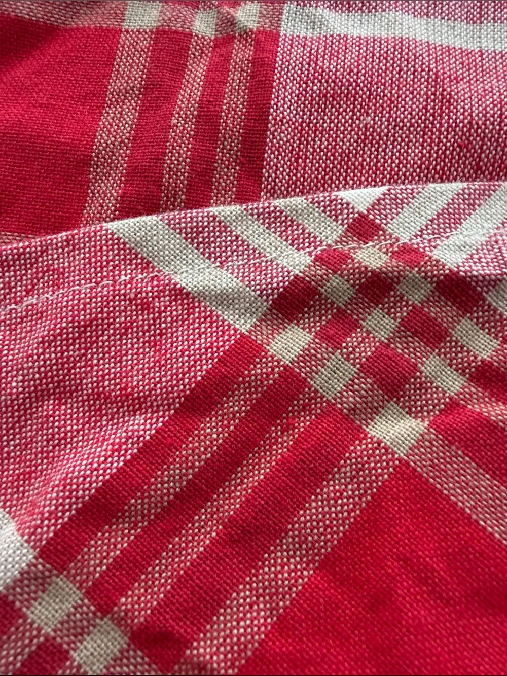 Round Plaid Tablecloth 60” Cotton